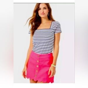 LILLY PULITZER Kaylie Skort Love Potion Pink Gold Button Down #006236 Sz 4